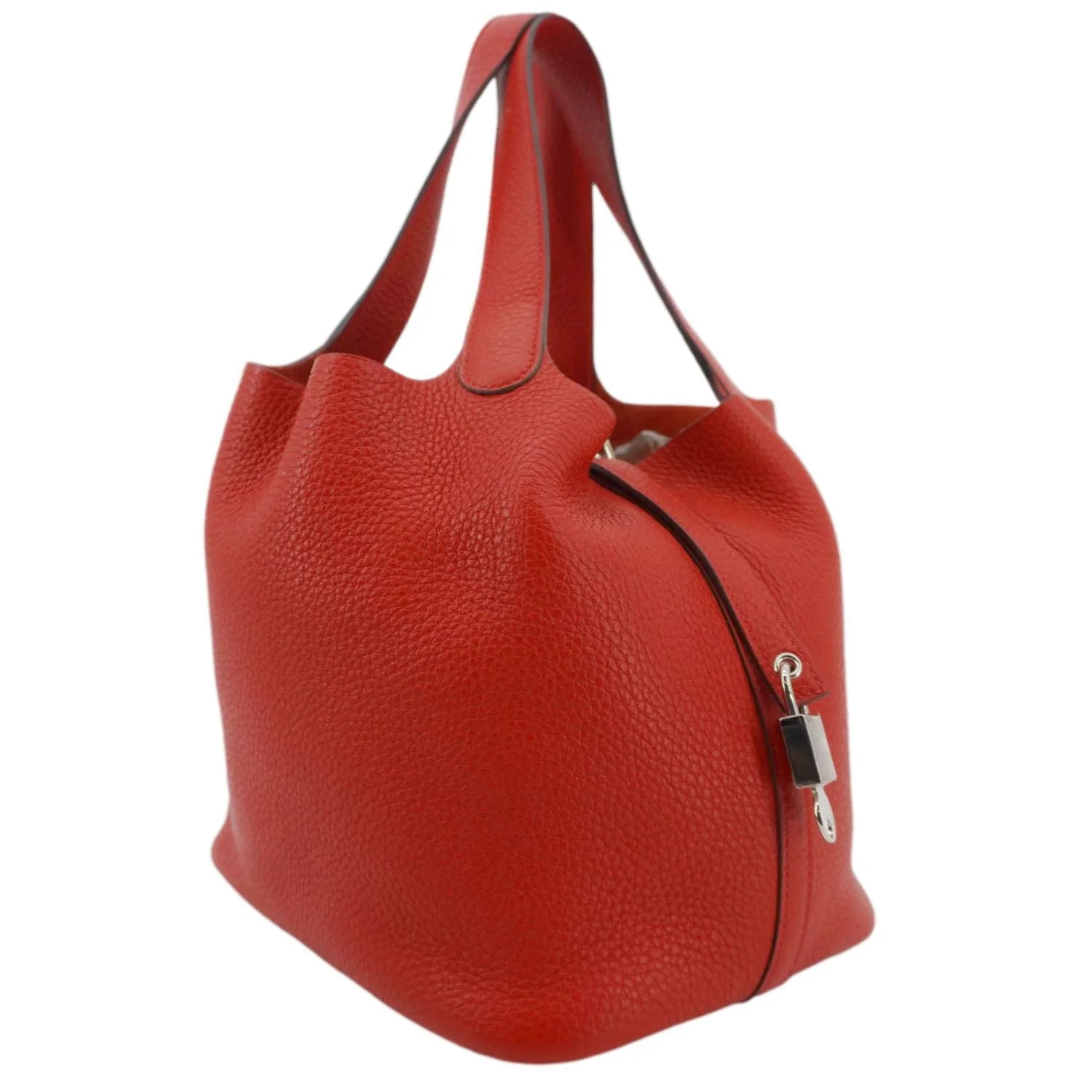 HERMES Picotin Lock 22 MM Taurillon Clemence Leather Hobo Bag Red - Image 5