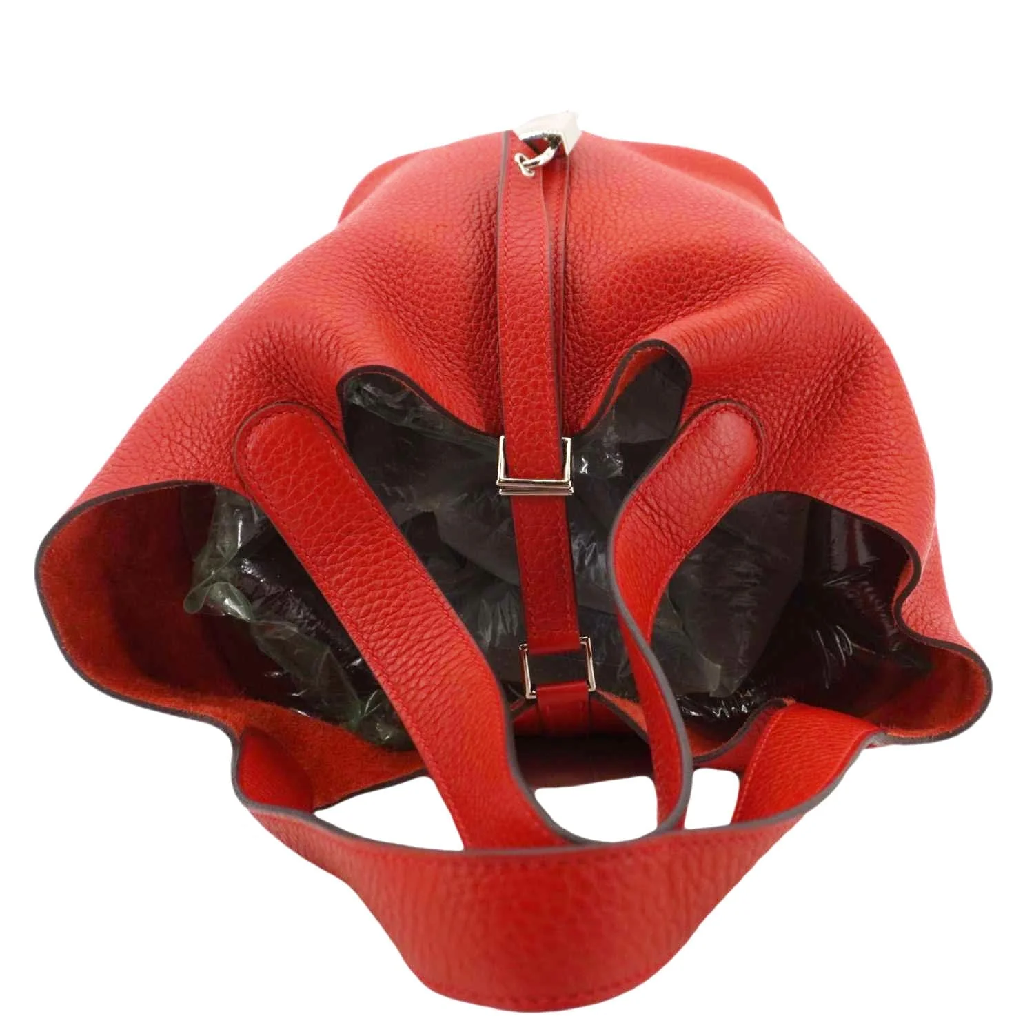 HERMES Picotin Lock 22 MM Taurillon Clemence Leather Hobo Bag Red - Image 7