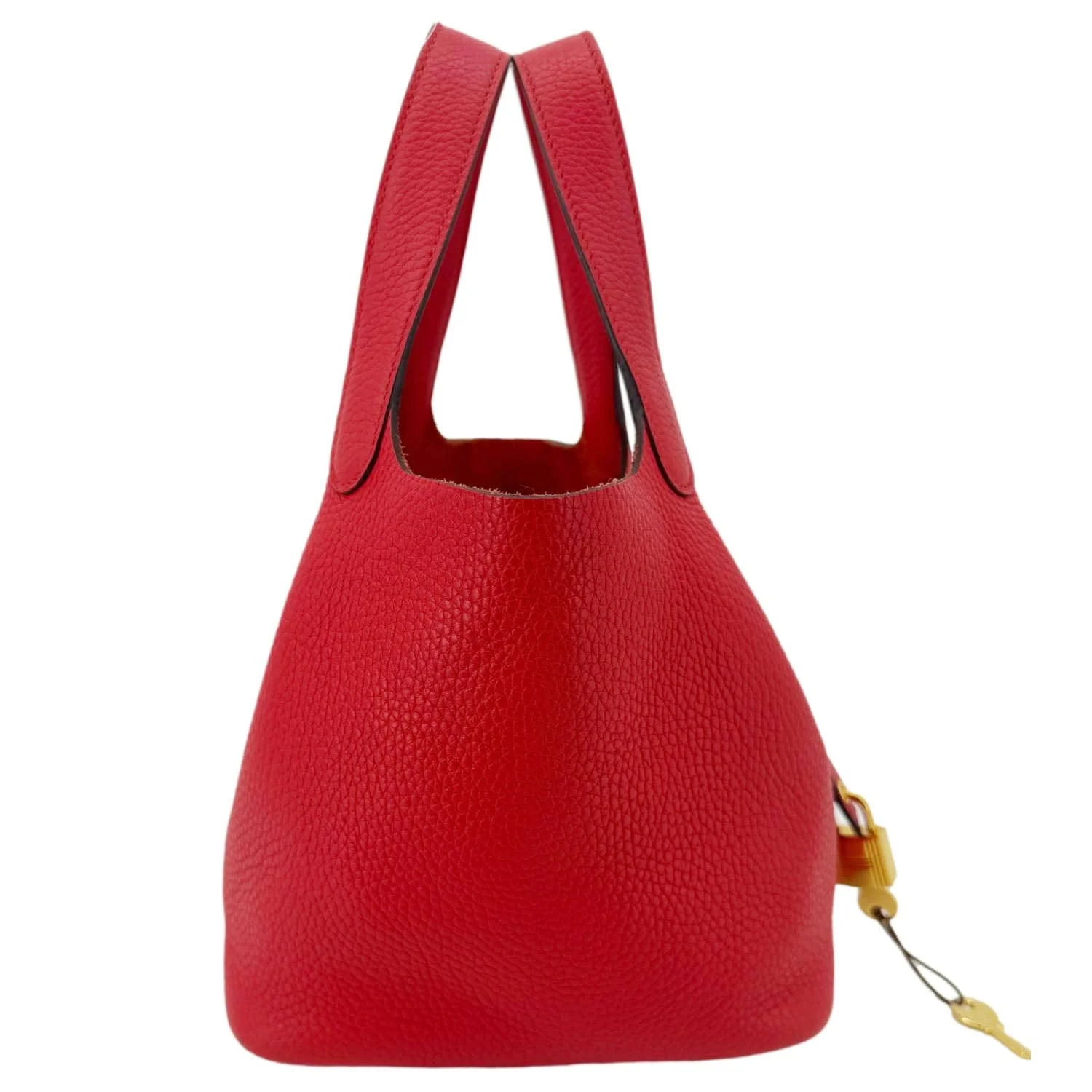 HERMES Picotin Lock 18 Taurillon Clemence Leather Hobo Bag Red - Image 3