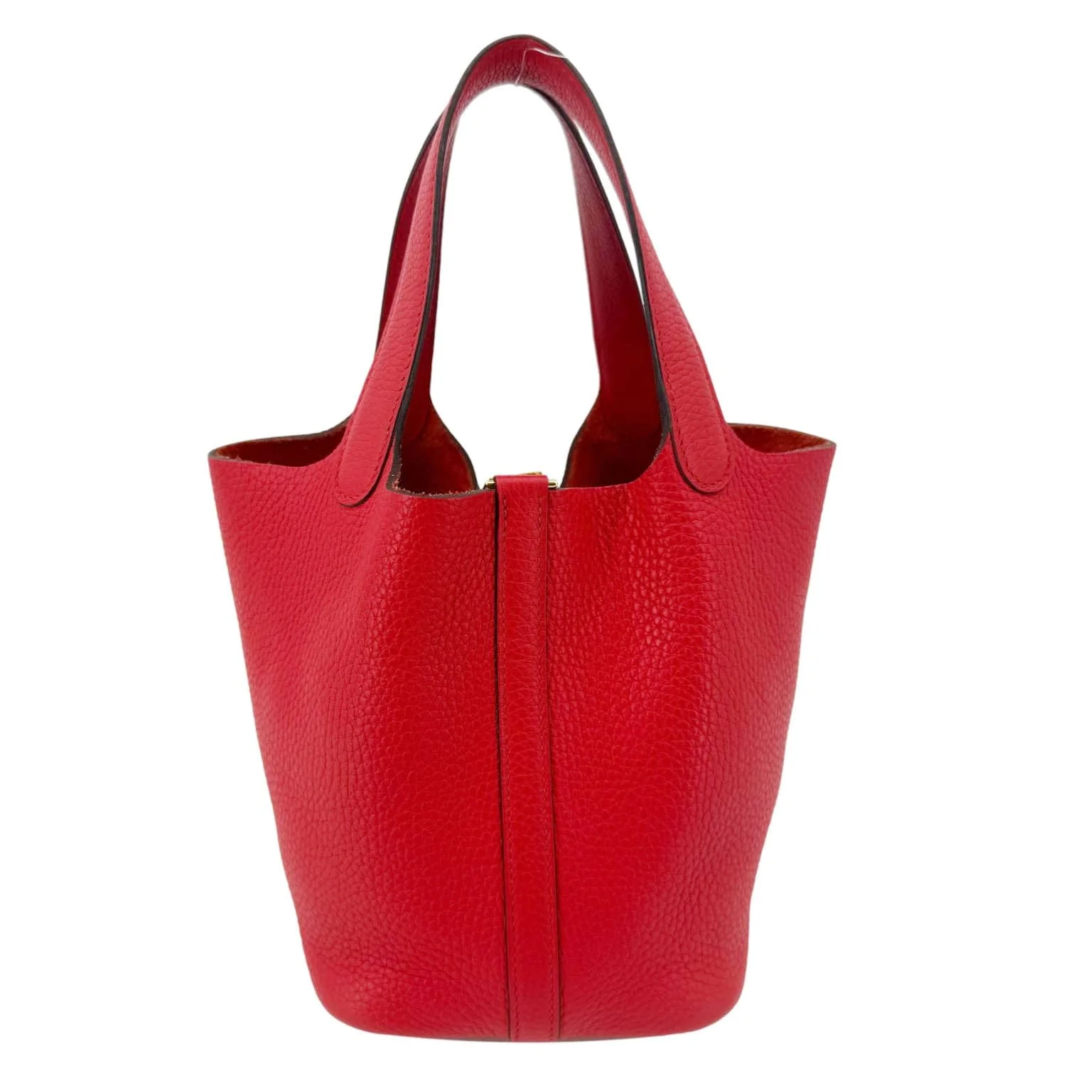 HERMES Picotin Lock 18 Taurillon Clemence Leather Hobo Bag Red - Image 4