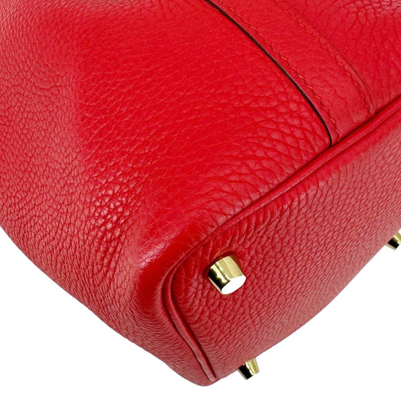 HERMES Picotin Lock 18 Taurillon Clemence Leather Hobo Bag Red - Image 9