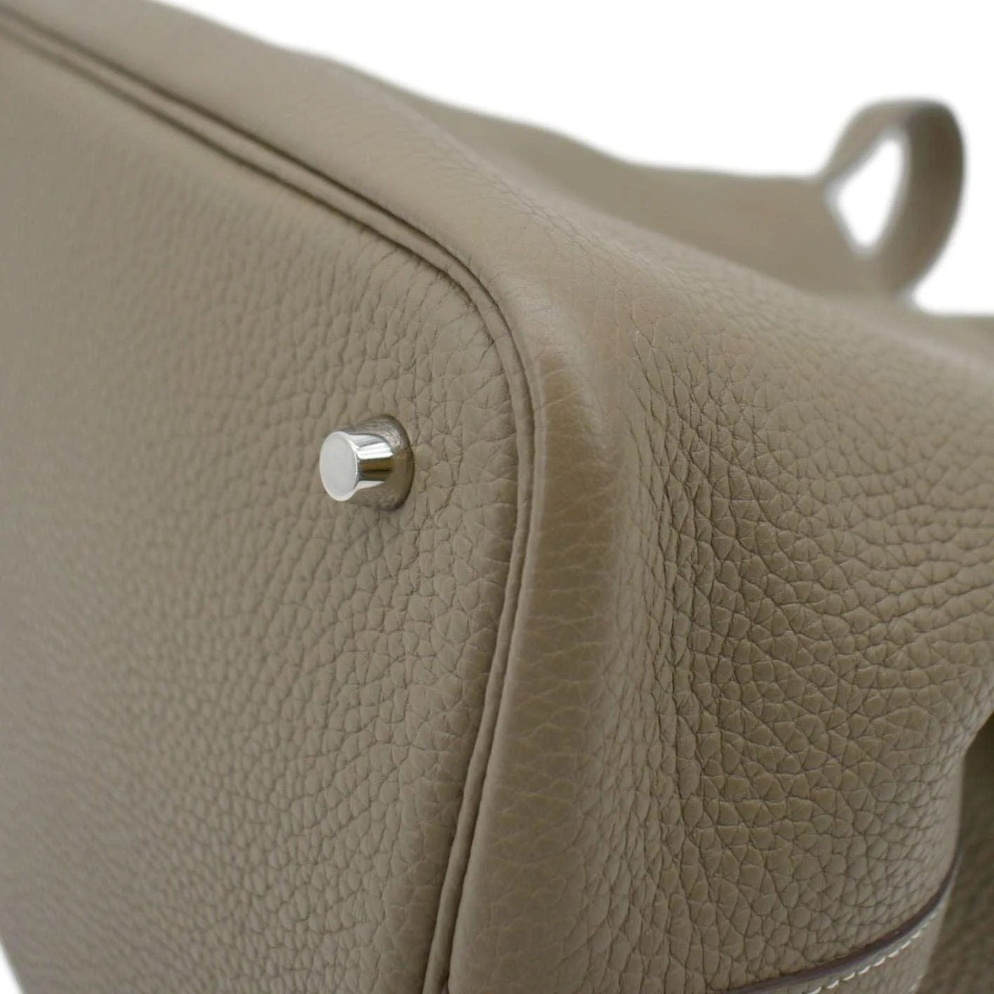 HERMES Picotin Lock 22 MM Taurillon Clemence Leather Hobo Bag Etoupe - Image 8
