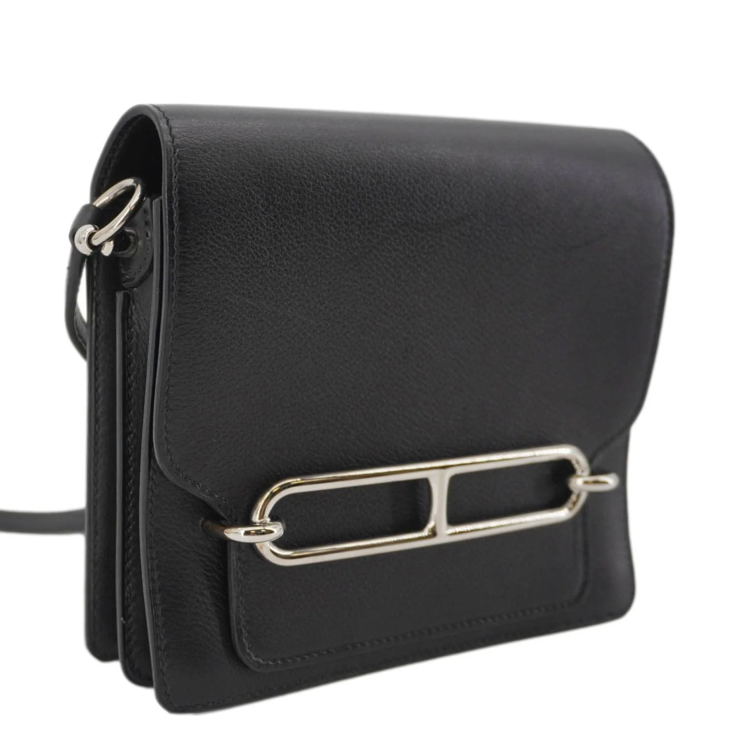 HERMES Roulis Calfskin Leather Shoulder Bag Black - Image 11