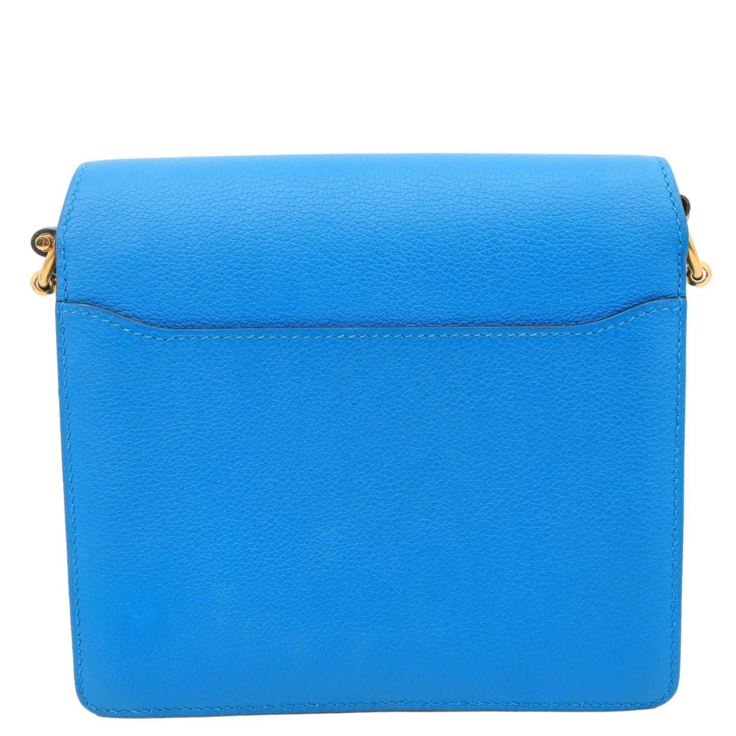 HERMES Roulis Sac Evercolor Mini Pebbled Calfskin Leather Shoulder Bag Blue - Image 3
