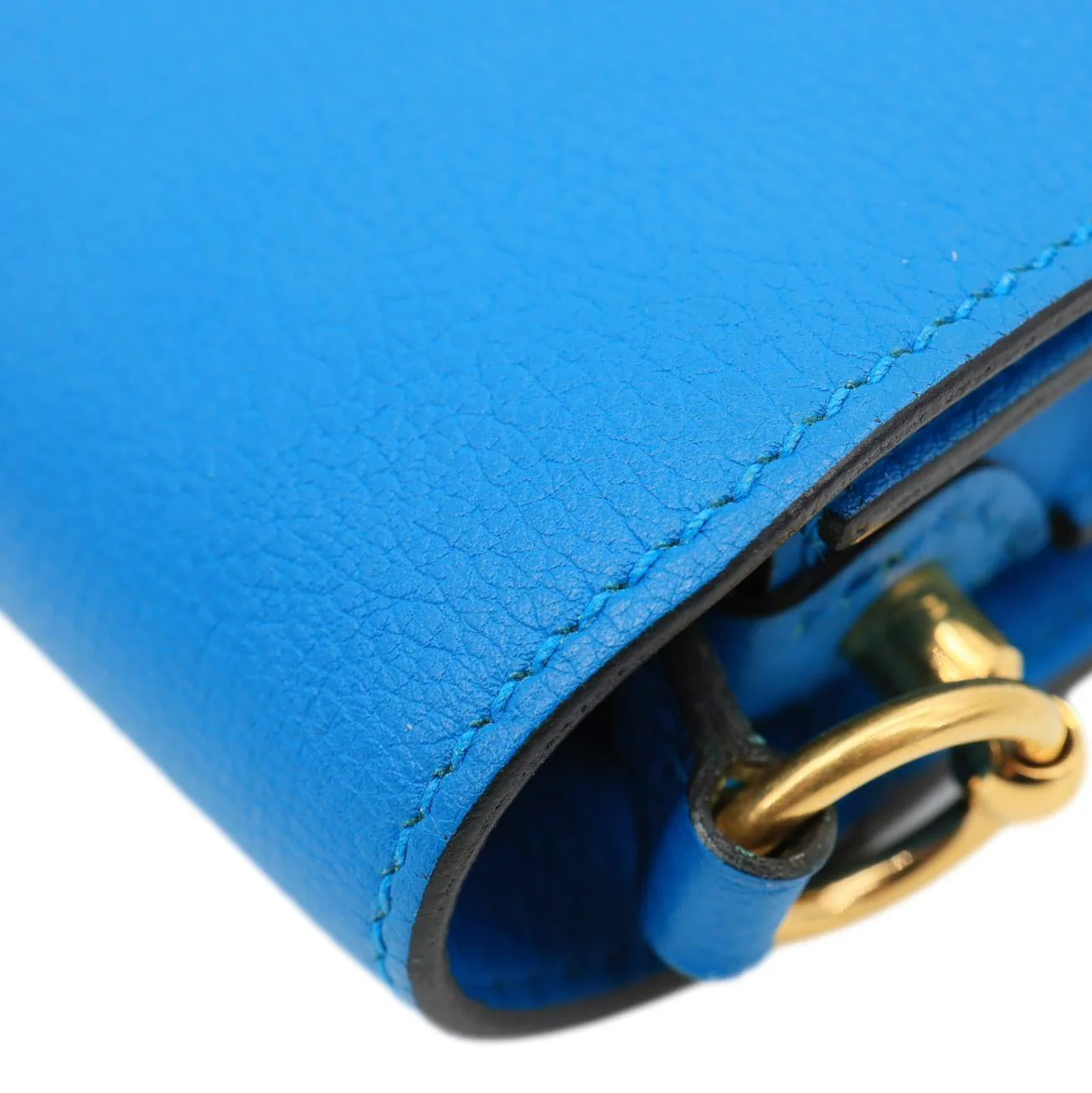 HERMES Roulis Sac Evercolor Mini Pebbled Calfskin Leather Shoulder Bag Blue - Image 6