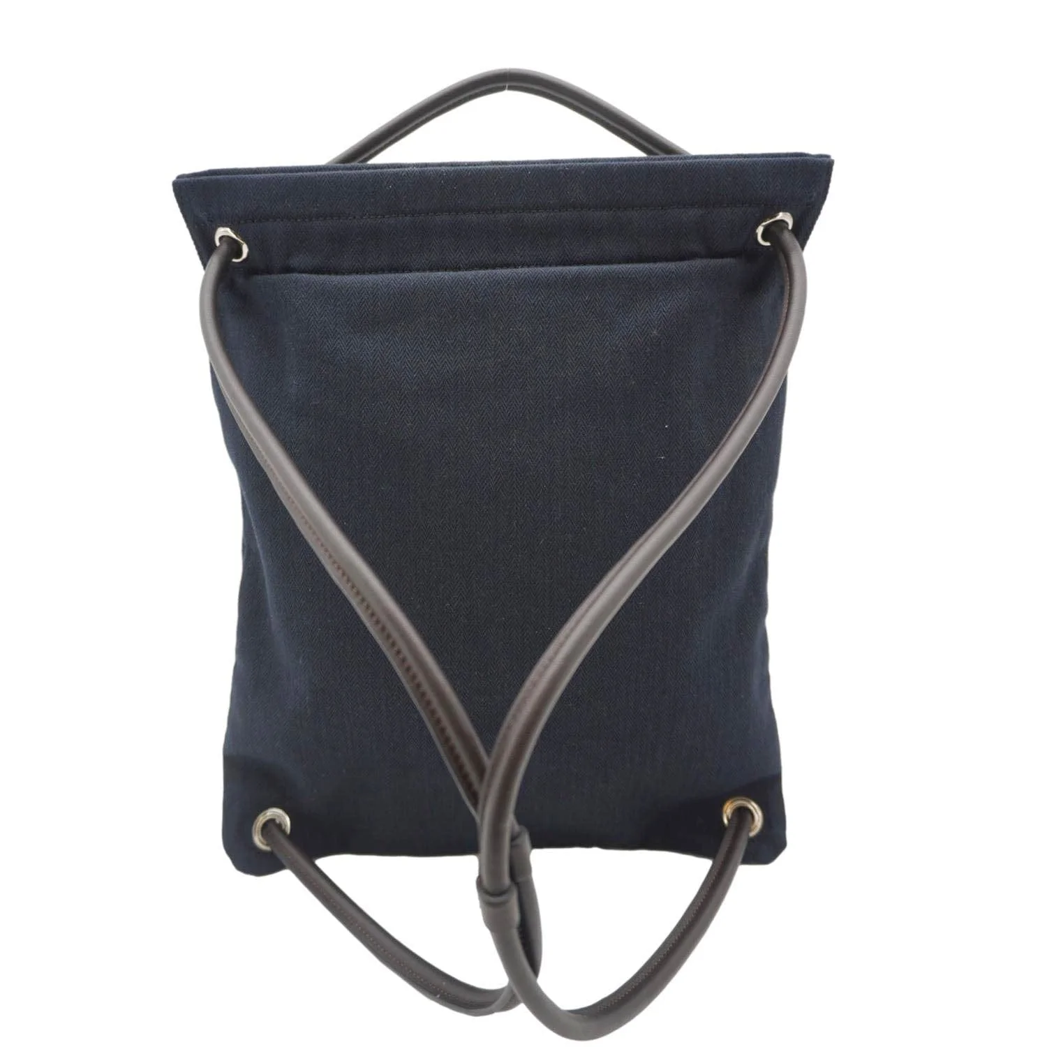HERMES Aline Grooming Swift Canvas Backpack Bag Navy Blue - Image 4