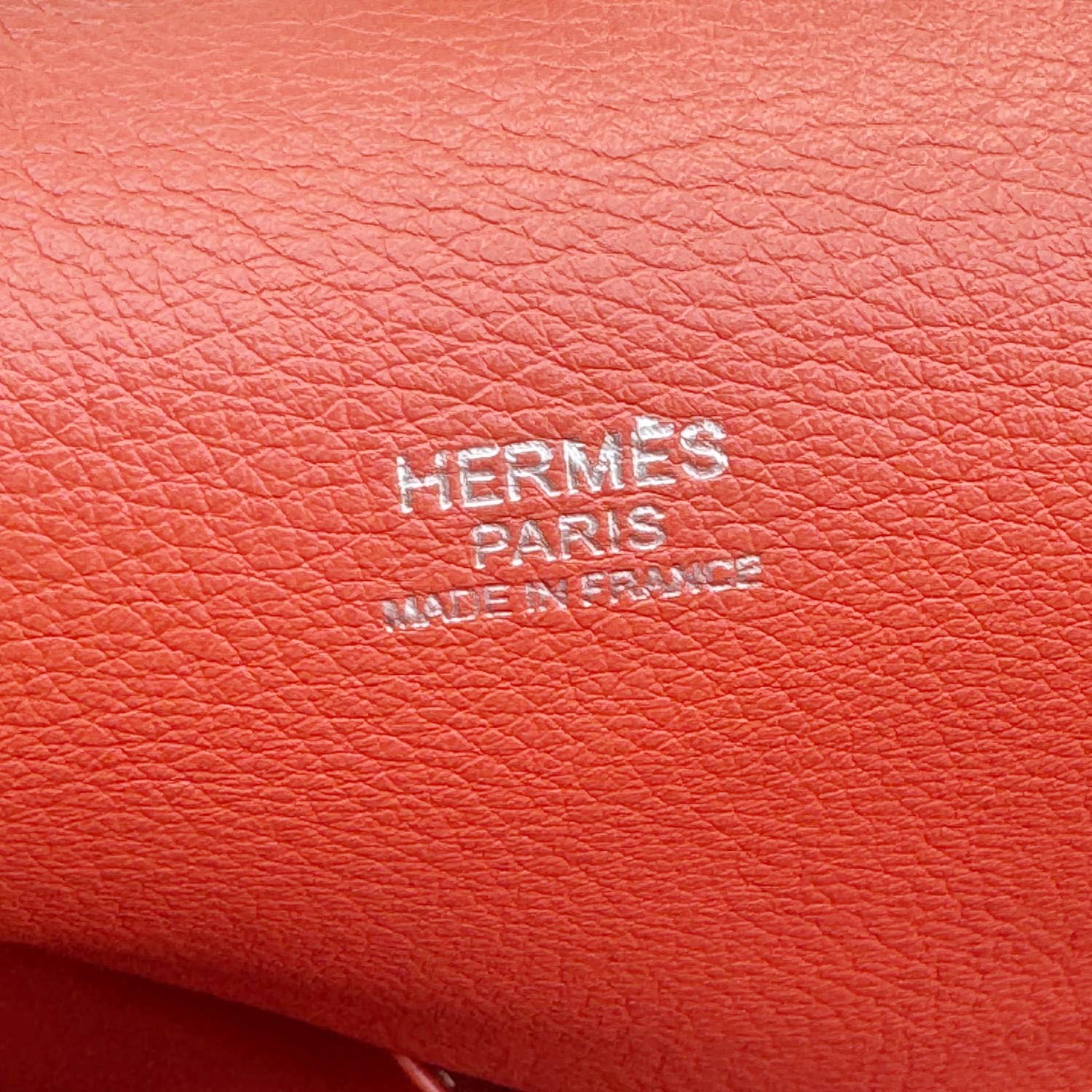 HERMES Toolbox 26 Leather Shoulder Bag Orange - Image 11