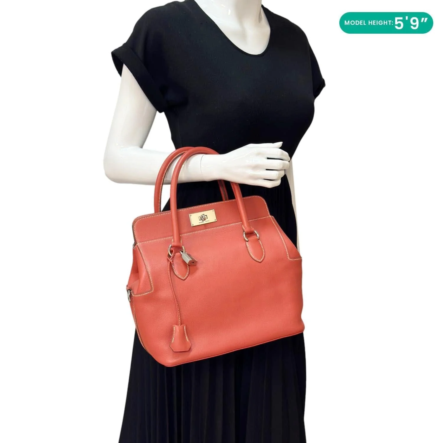 HERMES Toolbox 26 Leather Shoulder Bag Orange - Image 2