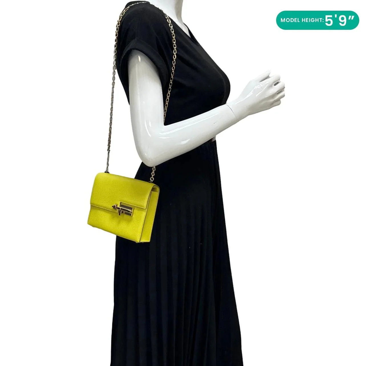HERMES Verrou Chaine Mini Goatskin Leather Crossbody Bag Yellow - Image 2