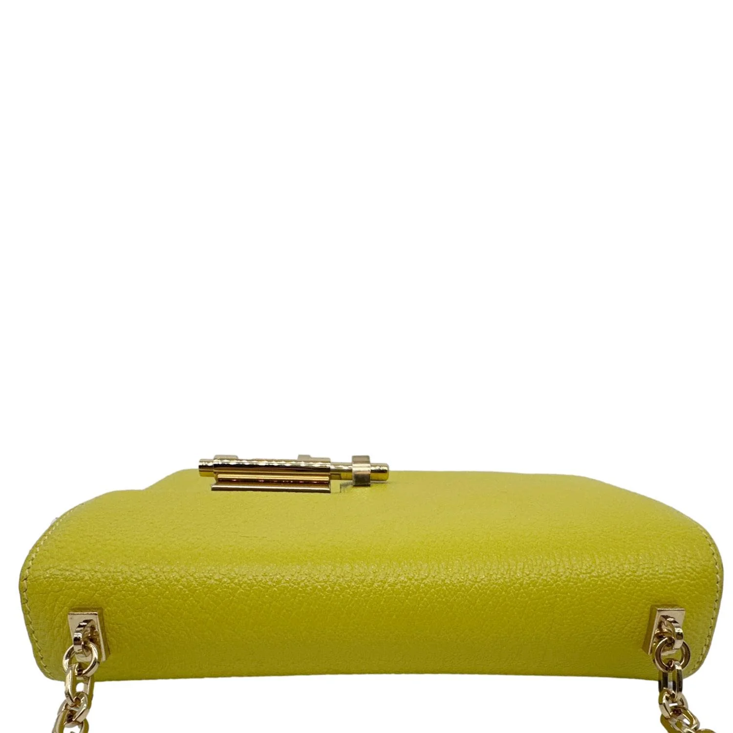 HERMES Verrou Chaine Mini Goatskin Leather Crossbody Bag Yellow - Image 4