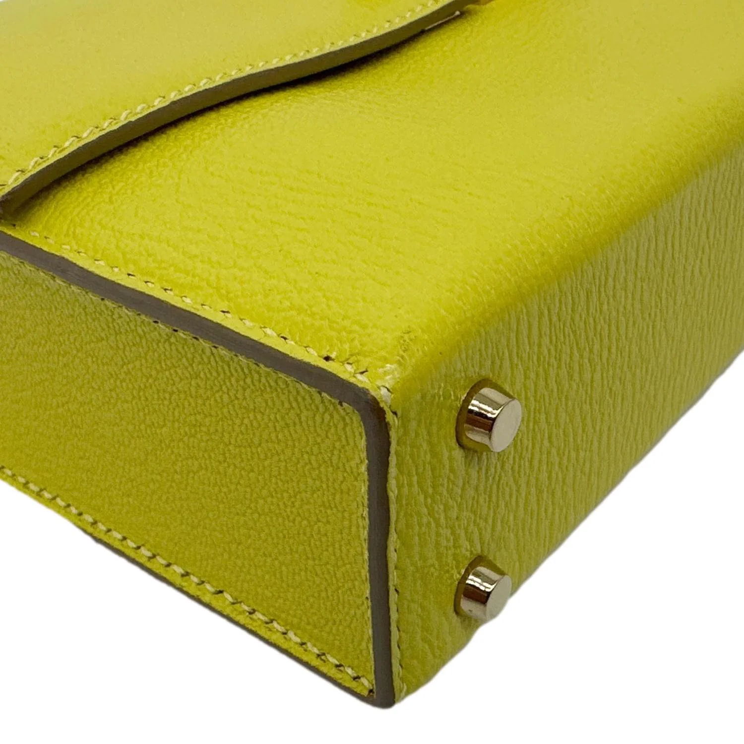 HERMES Verrou Chaine Mini Goatskin Leather Crossbody Bag Yellow - Image 8