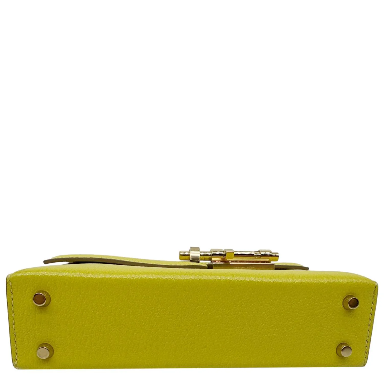 HERMES Verrou Chaine Mini Goatskin Leather Crossbody Bag Yellow - Image 9