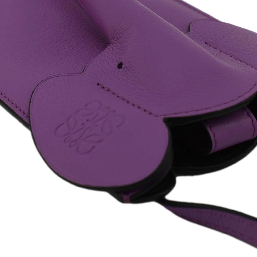 LOEWE Elephant Pocket Pouch Leather Crossbody Bag Purple - Image 6