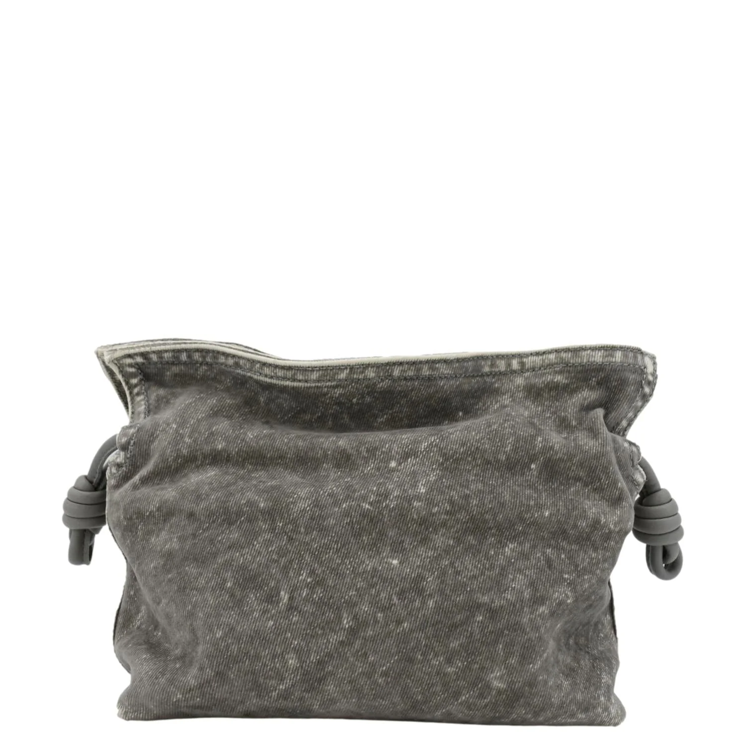 LOEWE Flamenco Medium Denim Flocked Clutch Bag Gray - Image 5