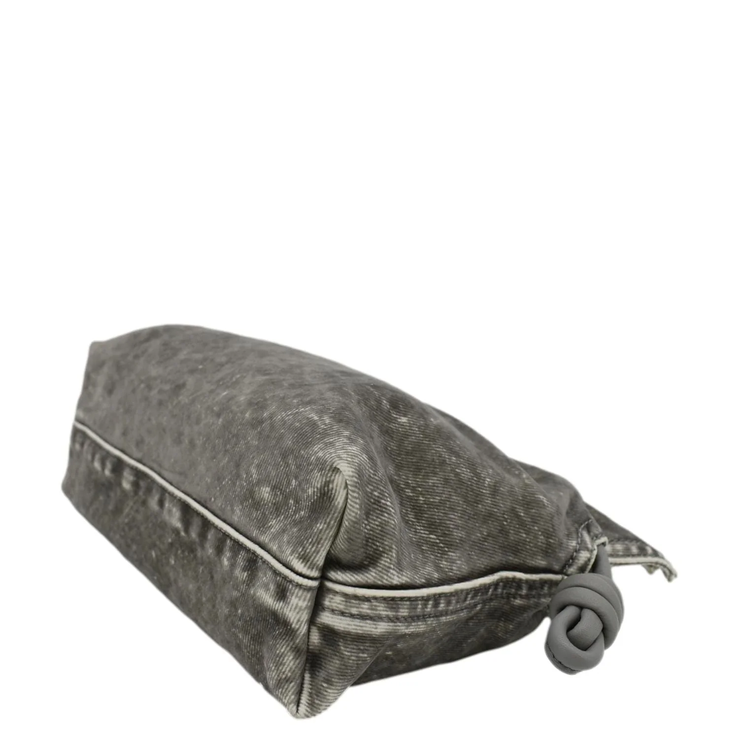LOEWE Flamenco Medium Denim Flocked Clutch Bag Gray - Image 9