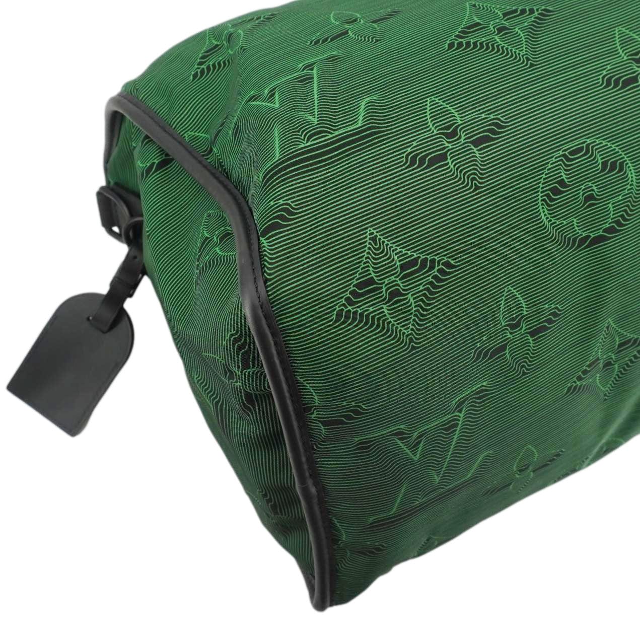 LOUIS VUITTON Keepall 50 Bandouliere 2054 3D Reversible Nylon Travel Bag Green - Image 10