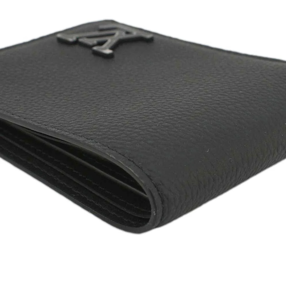 LOUIS VUITTON Multiple Aerogram Grained Calf Leather Wallet Black - Image 6