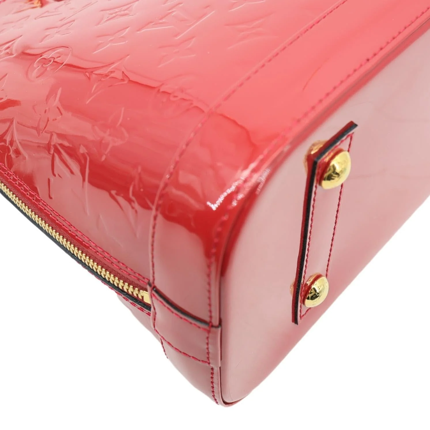 LOUIS VUITTON Alma PM Monogram Vernis Satchel Bag Red - Image 8