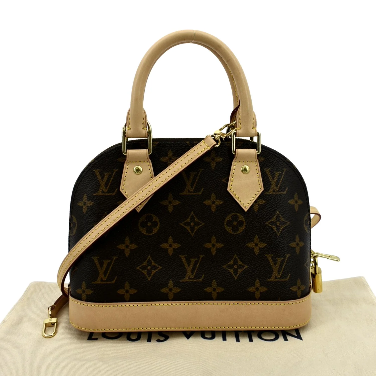 LOUIS VUITTON Alma BB Monogram Canvas Satchel Crossbody Bag Brown - Image 3
