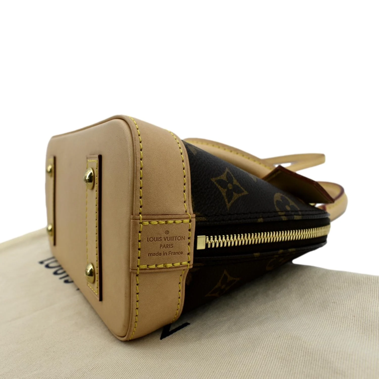 LOUIS VUITTON Alma BB Monogram Canvas Satchel Crossbody Bag Brown - Image 7
