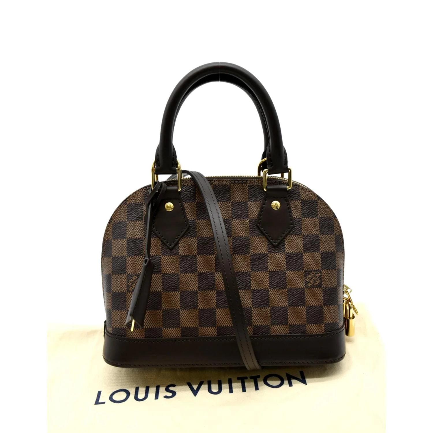 LOUIS VUITTON Alma BB Damier Ebene Satchel Crossbody Bag Brown - Image 3