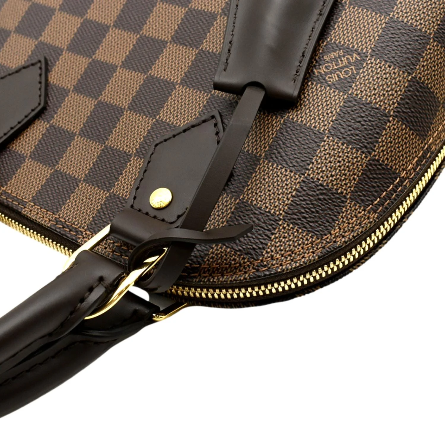 LOUIS VUITTON Alma BB Damier Ebene Satchel Crossbody Bag Brown - Image 7