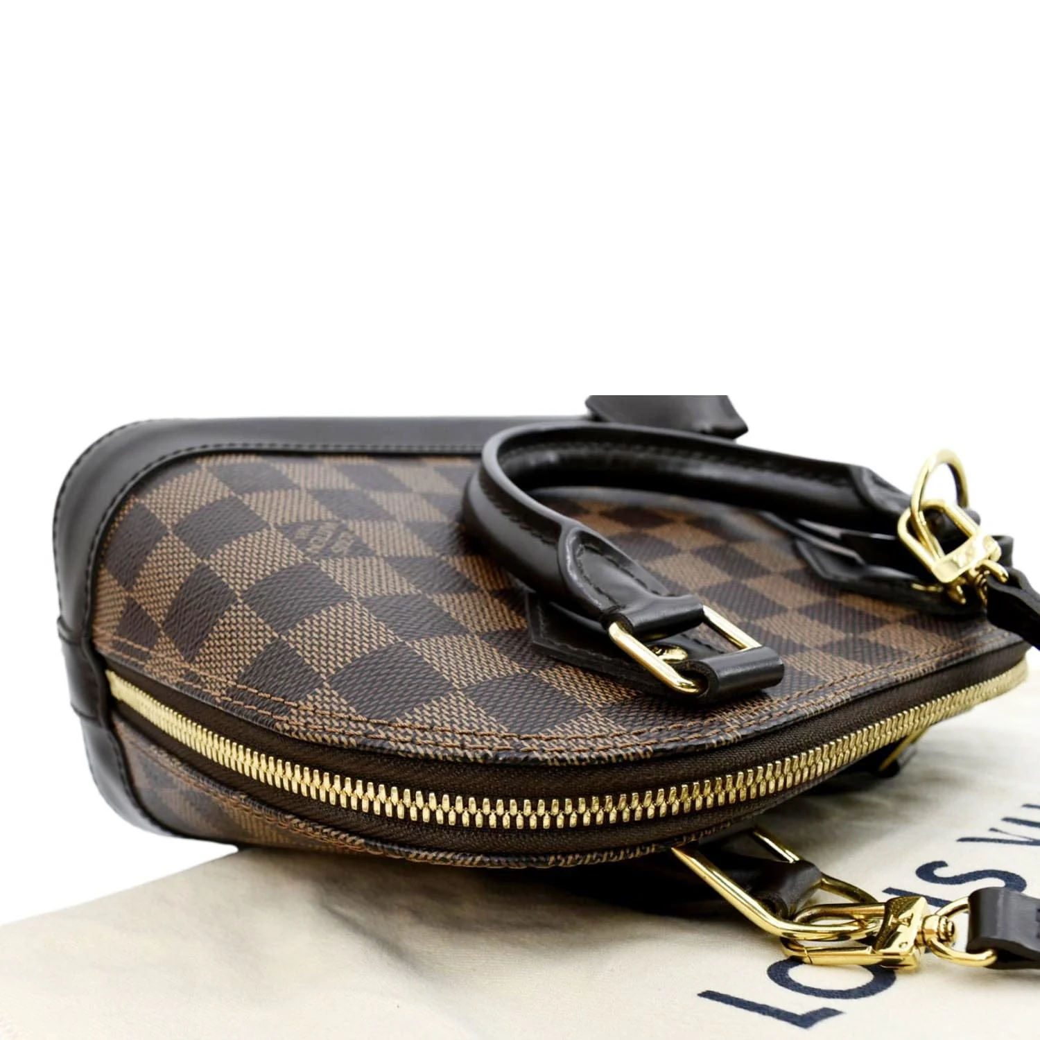 LOUIS VUITTON Alma BB Damier Ebene Satchel Crossbody Bag Brown - Image 5