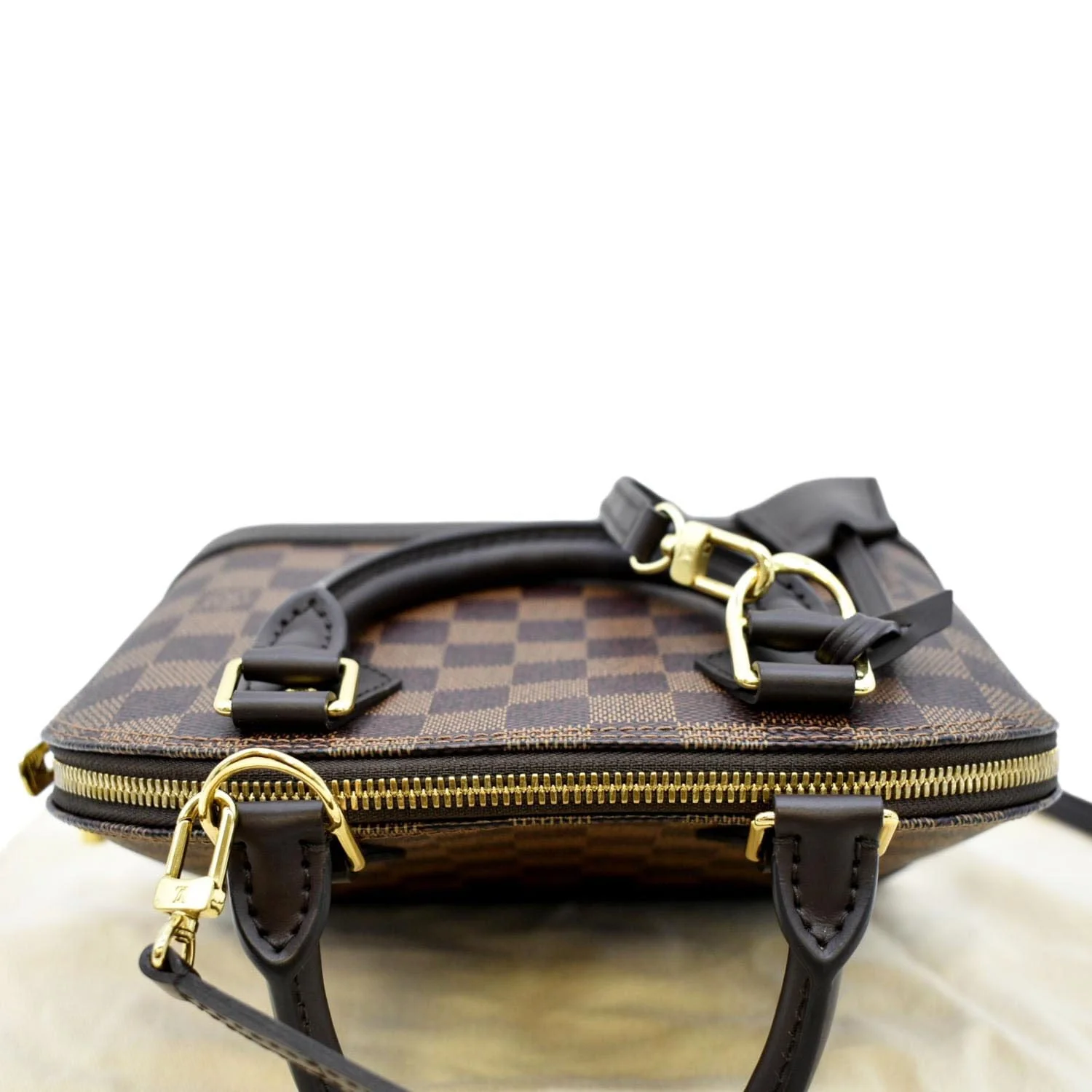 LOUIS VUITTON Alma BB Damier Ebene Satchel Crossbody Bag Brown - Image 4