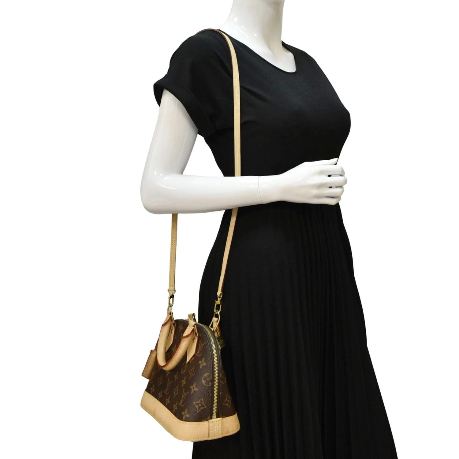 LOUIS VUITTON Alma BB Monogram Canvas Satchel Crossbody Bag Brown - Image 2