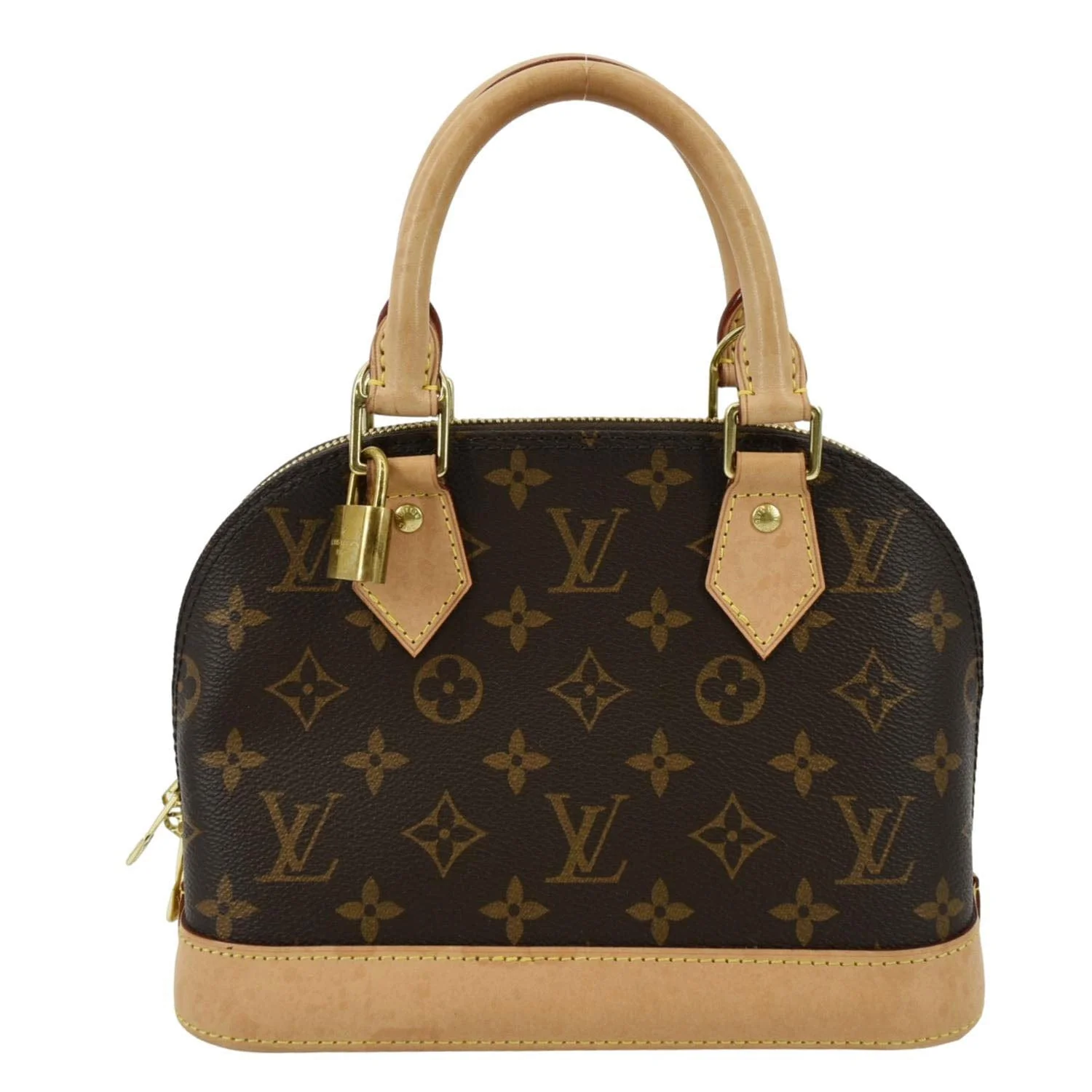 LOUIS VUITTON Alma BB Monogram Canvas Satchel Crossbody Bag Brown - Image 3
