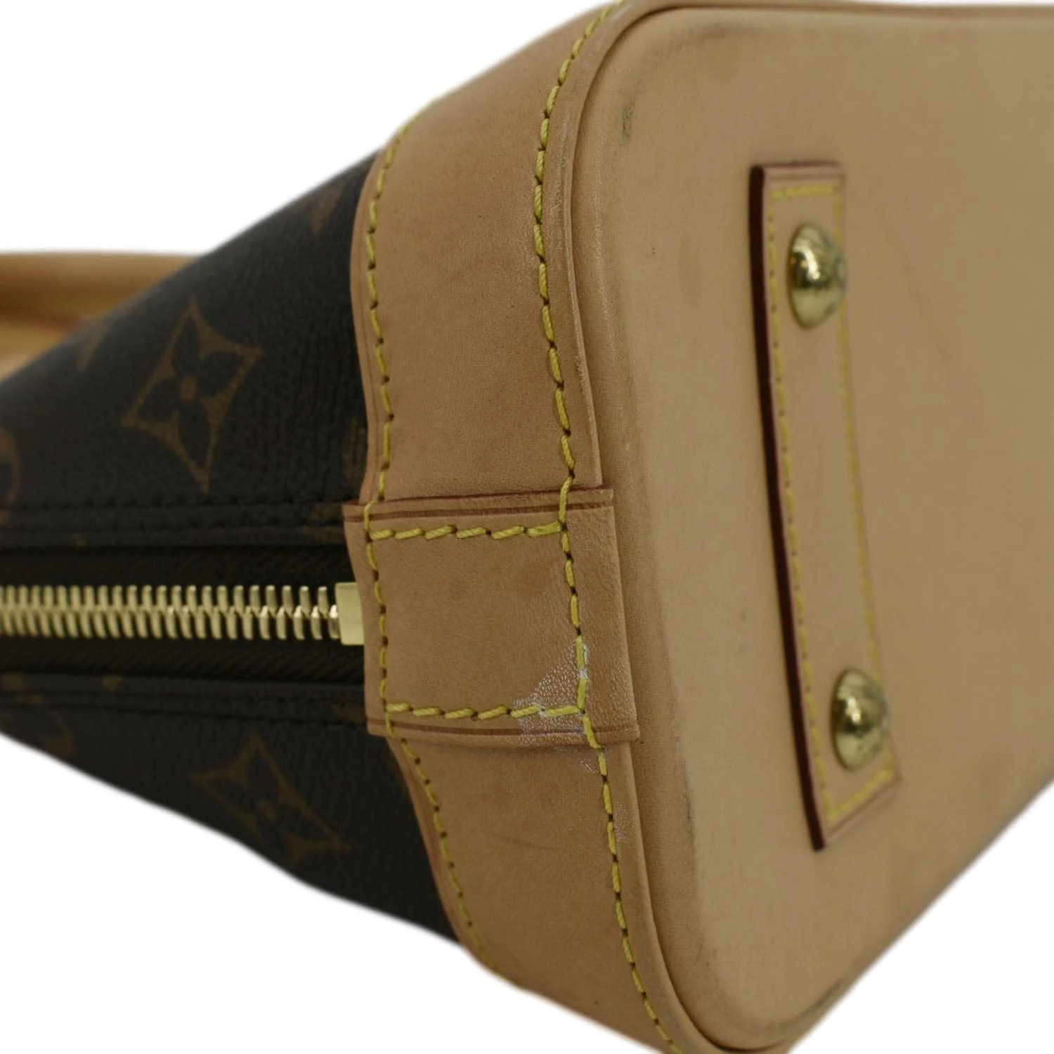 LOUIS VUITTON Alma BB Monogram Canvas Satchel Crossbody Bag Brown - Image 8