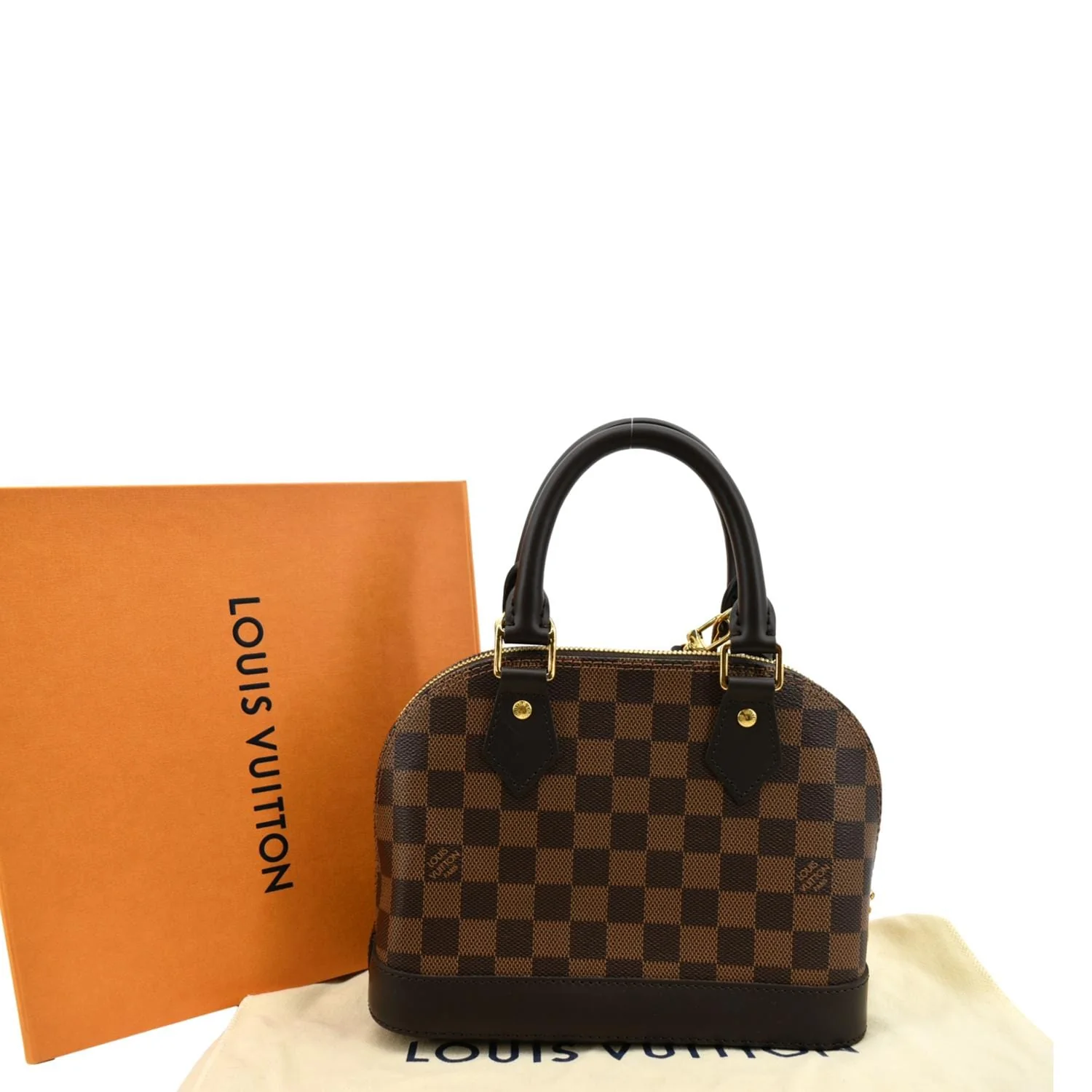 LOUIS VUITTON Alma BB Damier Ebene Satchel Crossbody Bag Brown - Image 3