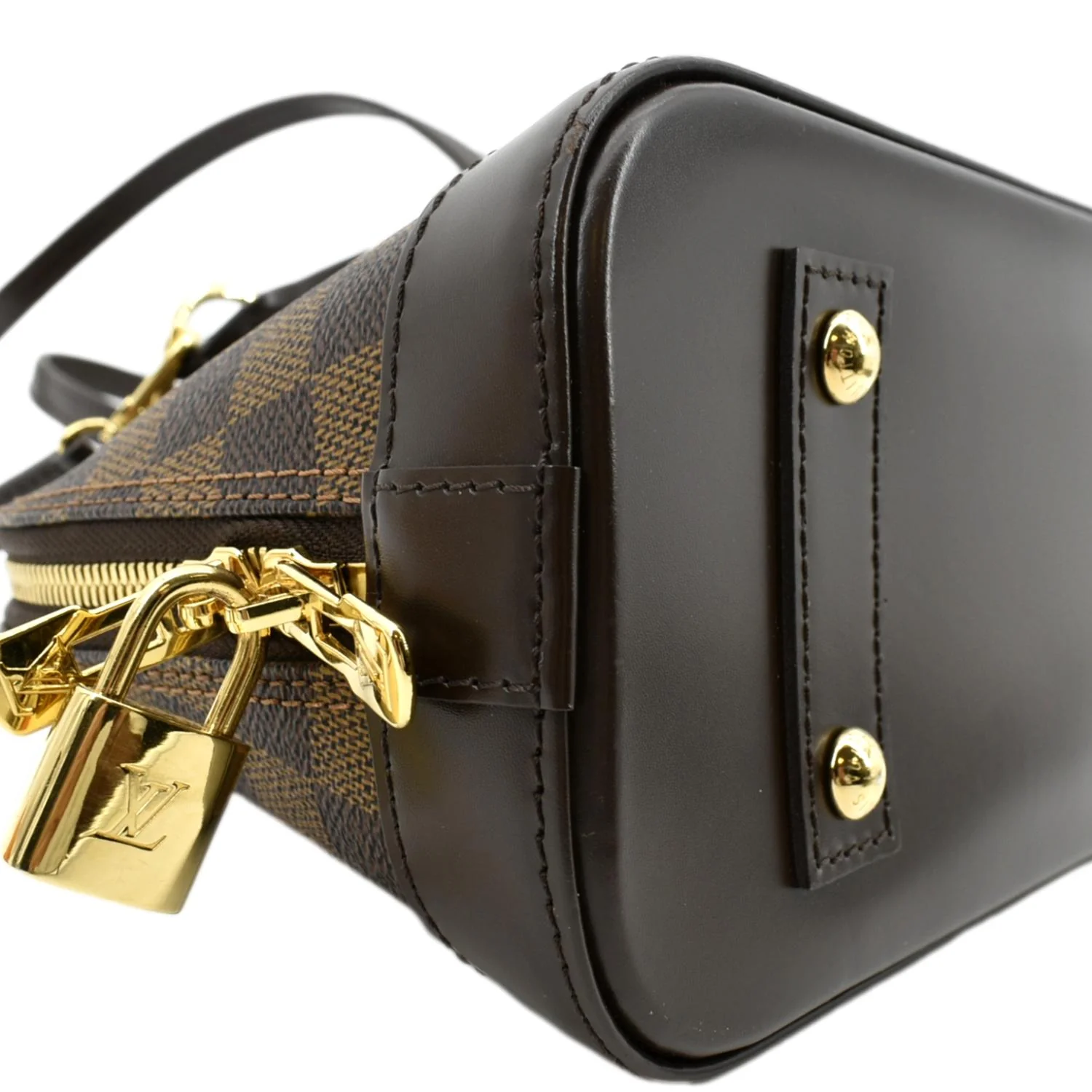 LOUIS VUITTON Alma BB Damier Ebene Satchel Crossbody Bag Brown - Image 6