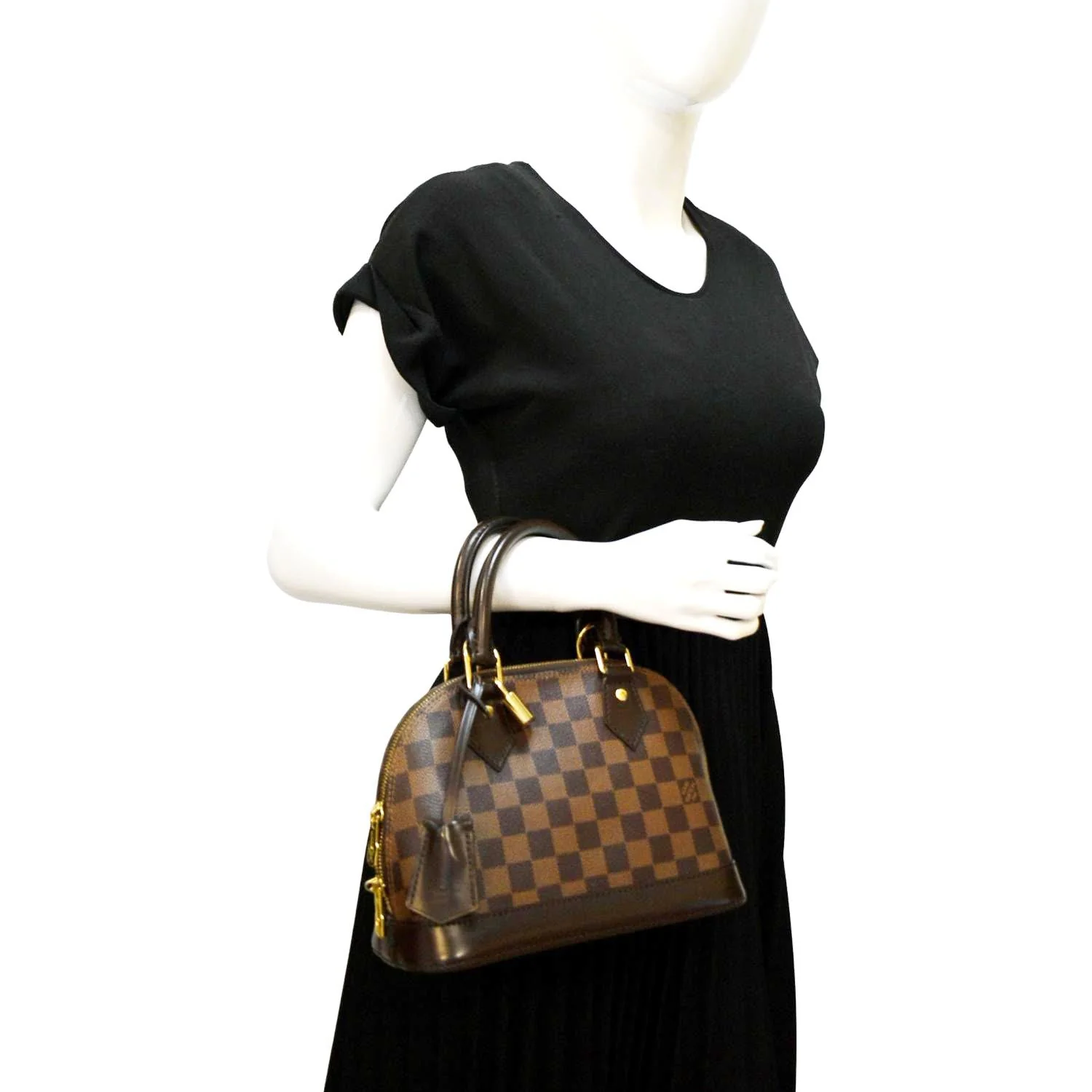 LOUIS VUITTON Alma BB Damier Ebene Satchel Crossbody Bag Brown - Image 2