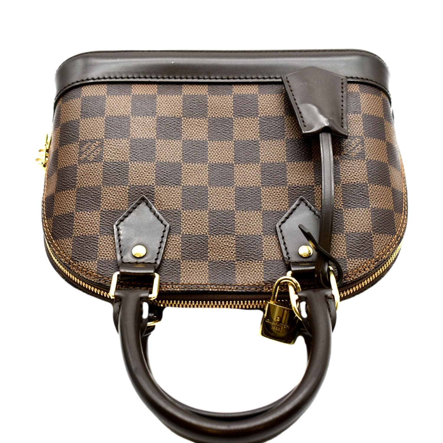 LOUIS VUITTON Alma BB Damier Ebene Satchel Crossbody Bag Brown - Image 5