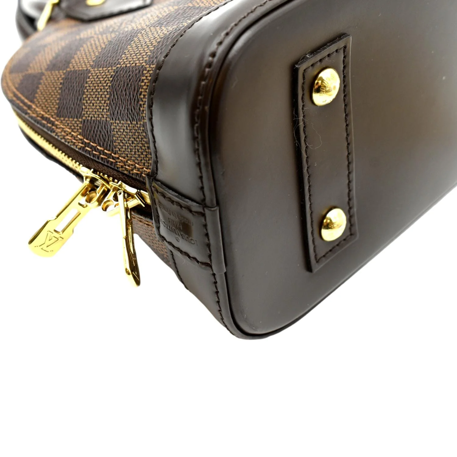 LOUIS VUITTON Alma BB Damier Ebene Satchel Crossbody Bag Brown - Image 9