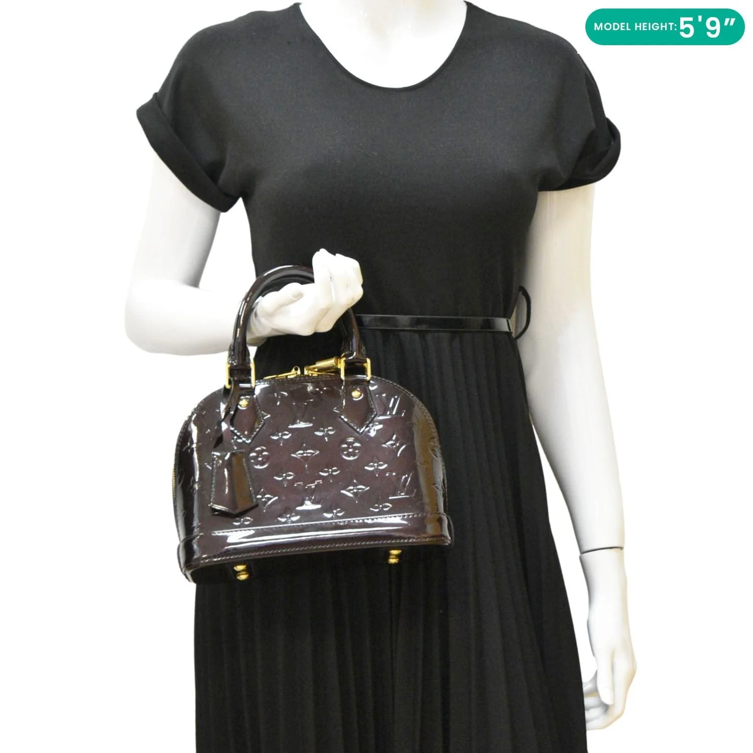 LOUIS VUITTON Alma BB Monogram Vernis Satchel Bag Dark Purple - Image 2