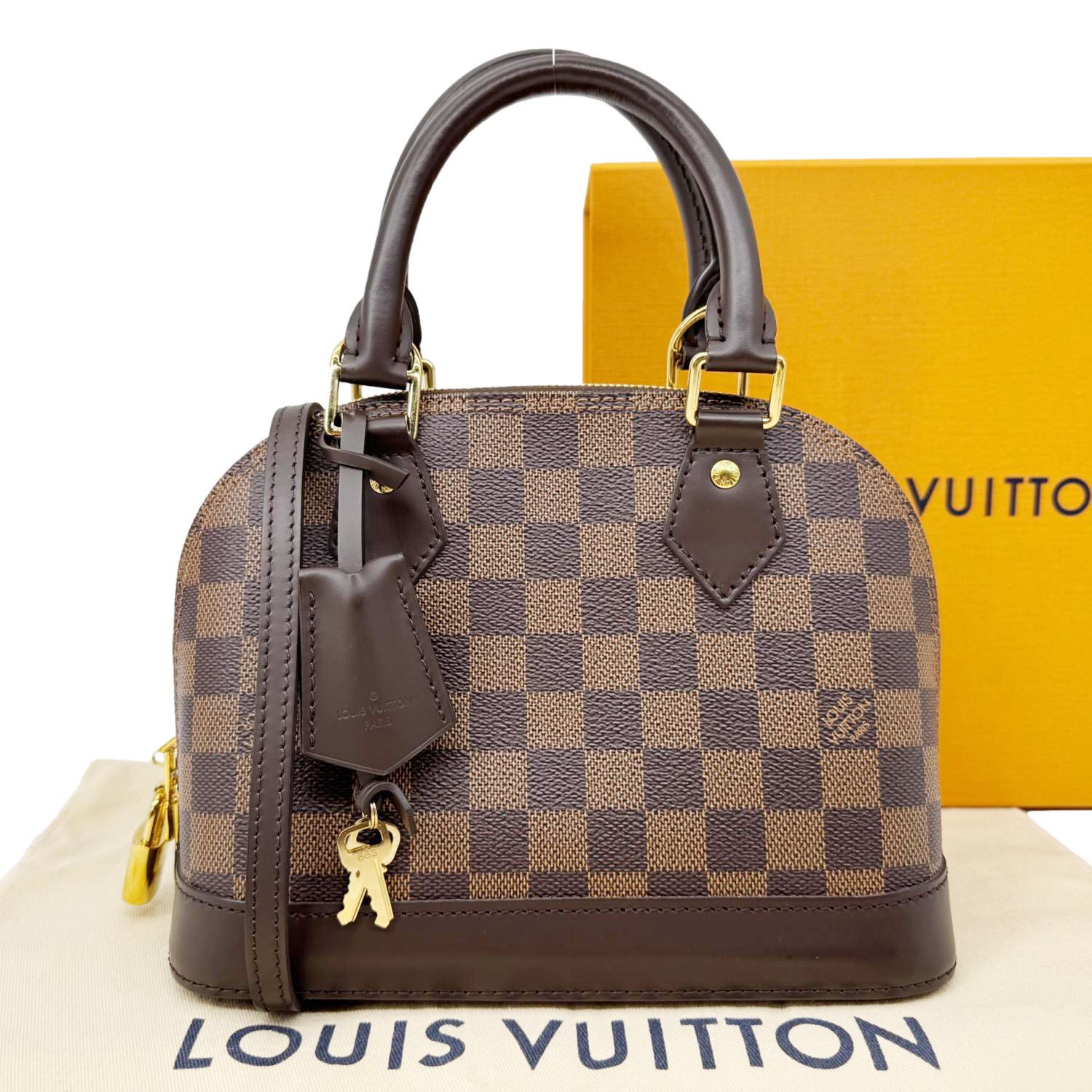 Louis Vuitton Alma BB Damier Ebene Satchel Shoulder Bag Brown - Image 3