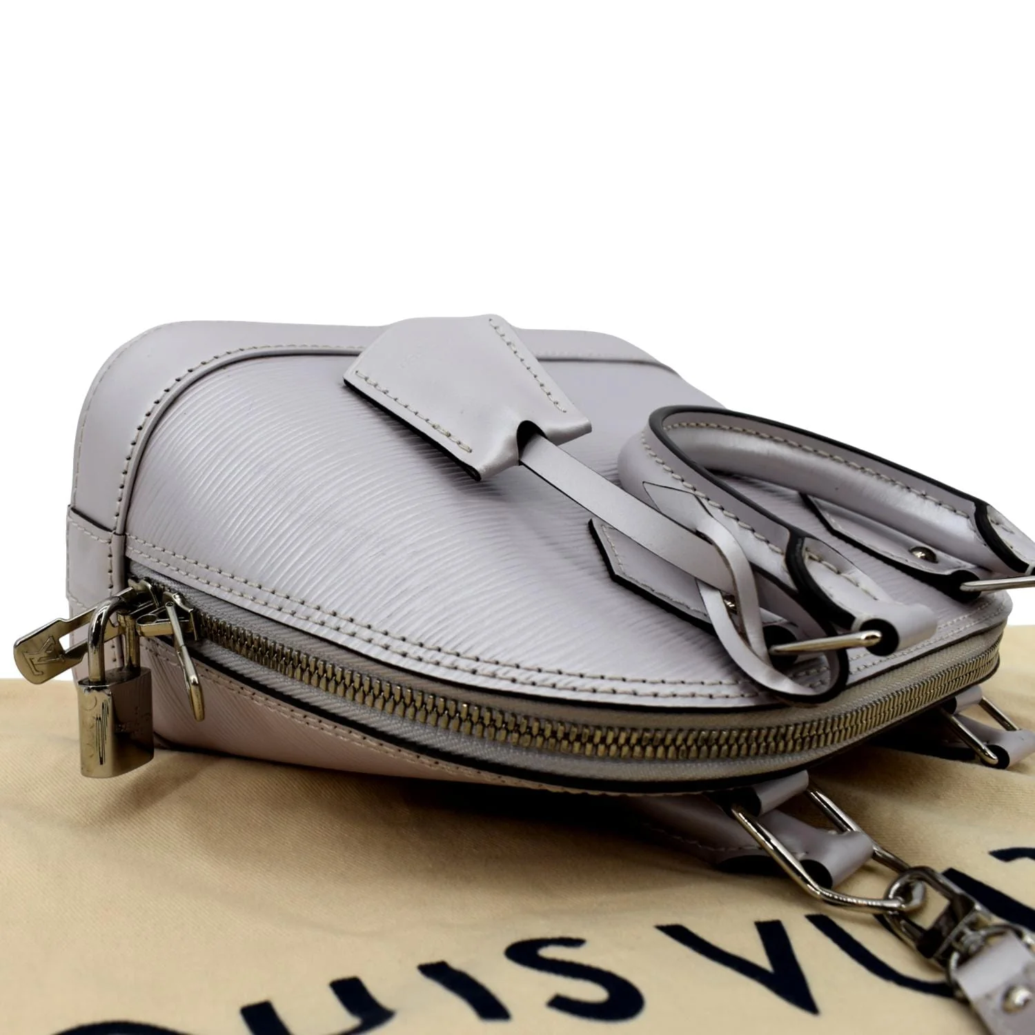 LOUIS VUITTON Alma BB Epi Leather Satchel Crossbody Bag Light Lavender - Image 6