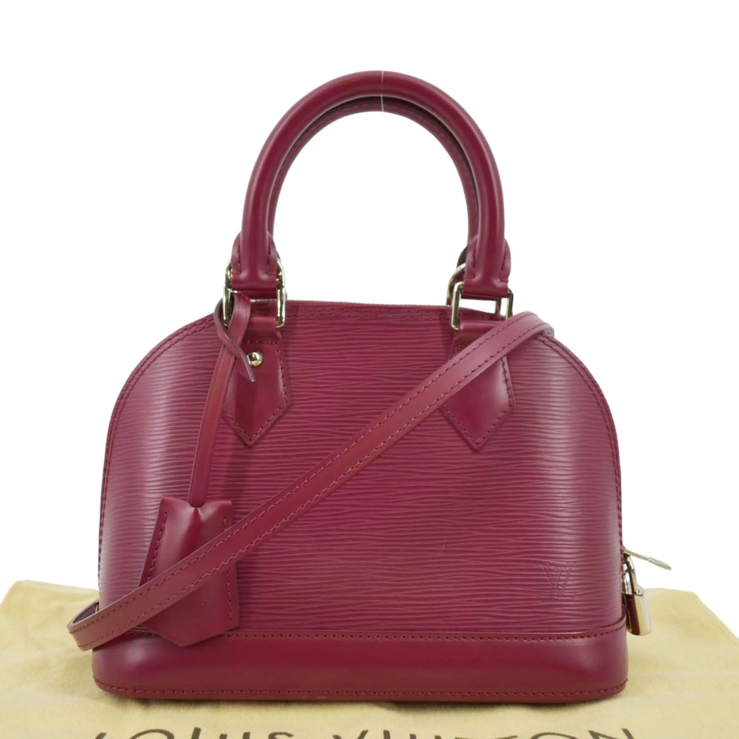 LOUIS VUITTON Alma BB Epi Leather Satchel Crossbody Bag Red - Image 3