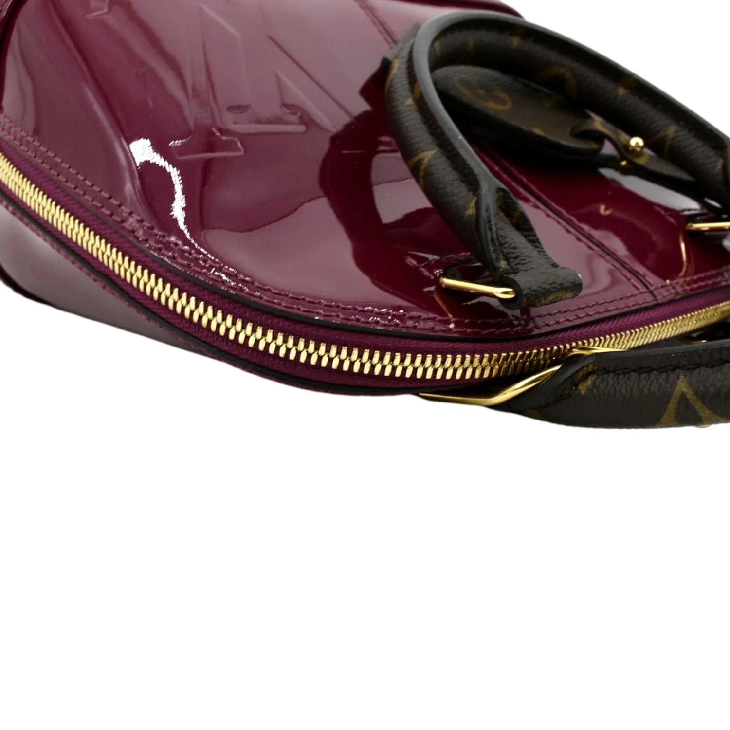 LOUIS VUITTON Alma Lisse Leather Satchel Crossbody Bag Red - Image 7