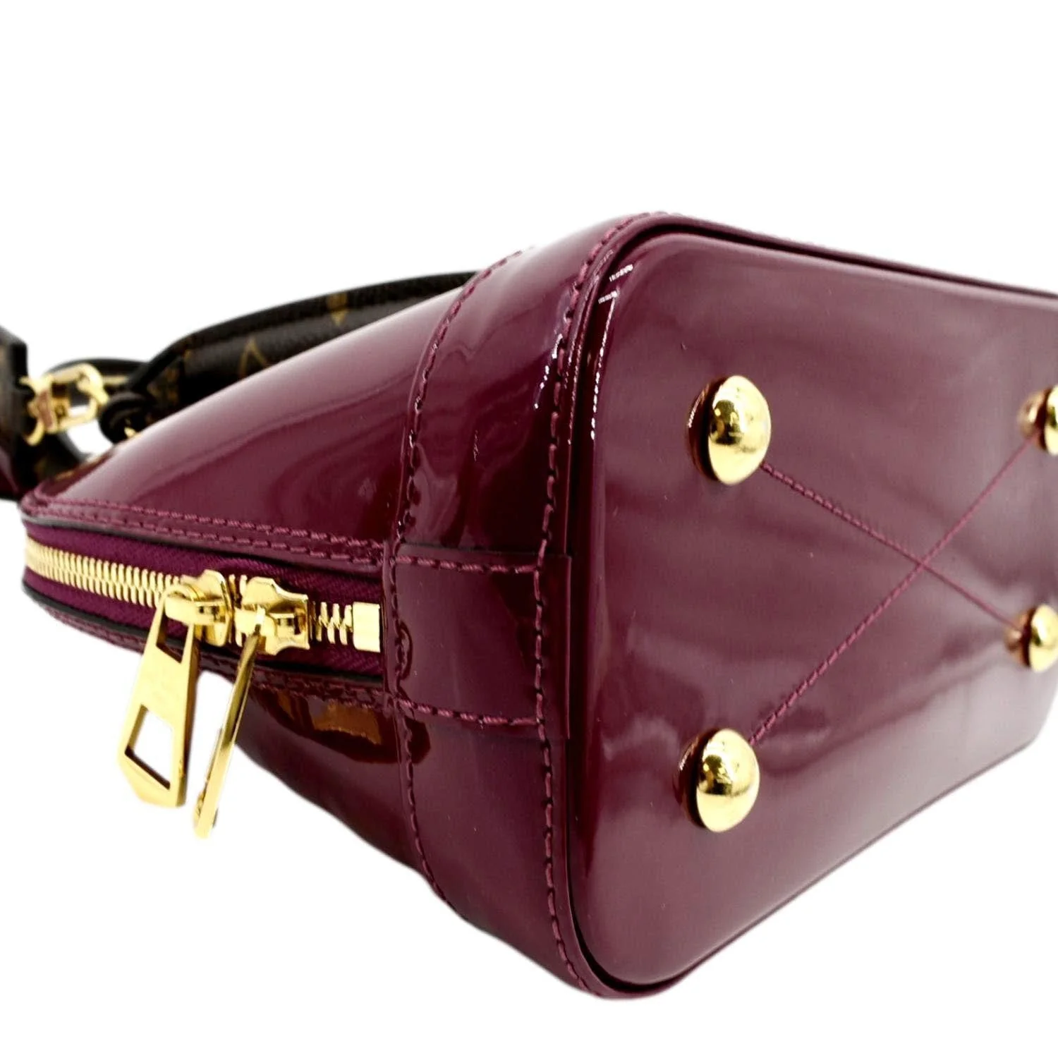 LOUIS VUITTON Alma Lisse Leather Satchel Crossbody Bag Red - Image 9