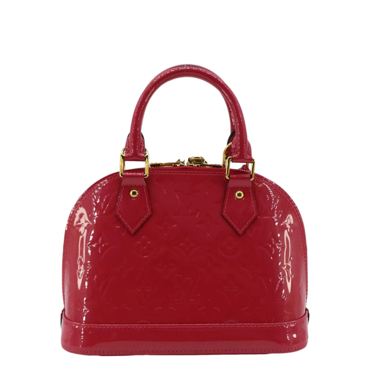 LOUIS VUITTON Alma BB Monogram Patent Leather Satchel Crossbody Bag Hot Pink - Image 4