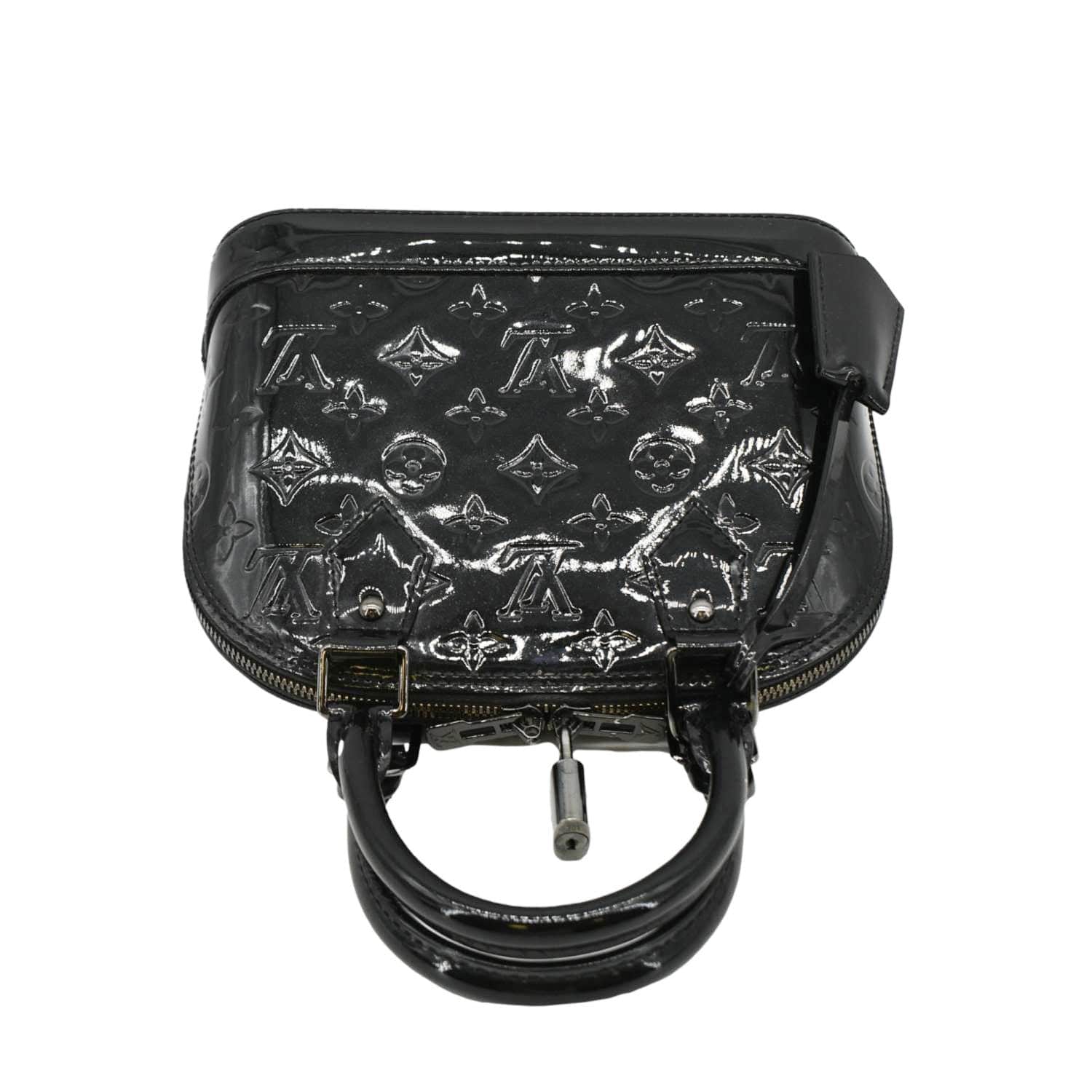 LOUIS VUITTON Alma BB Monogram Vernis Satchel Bag Black - Image 4