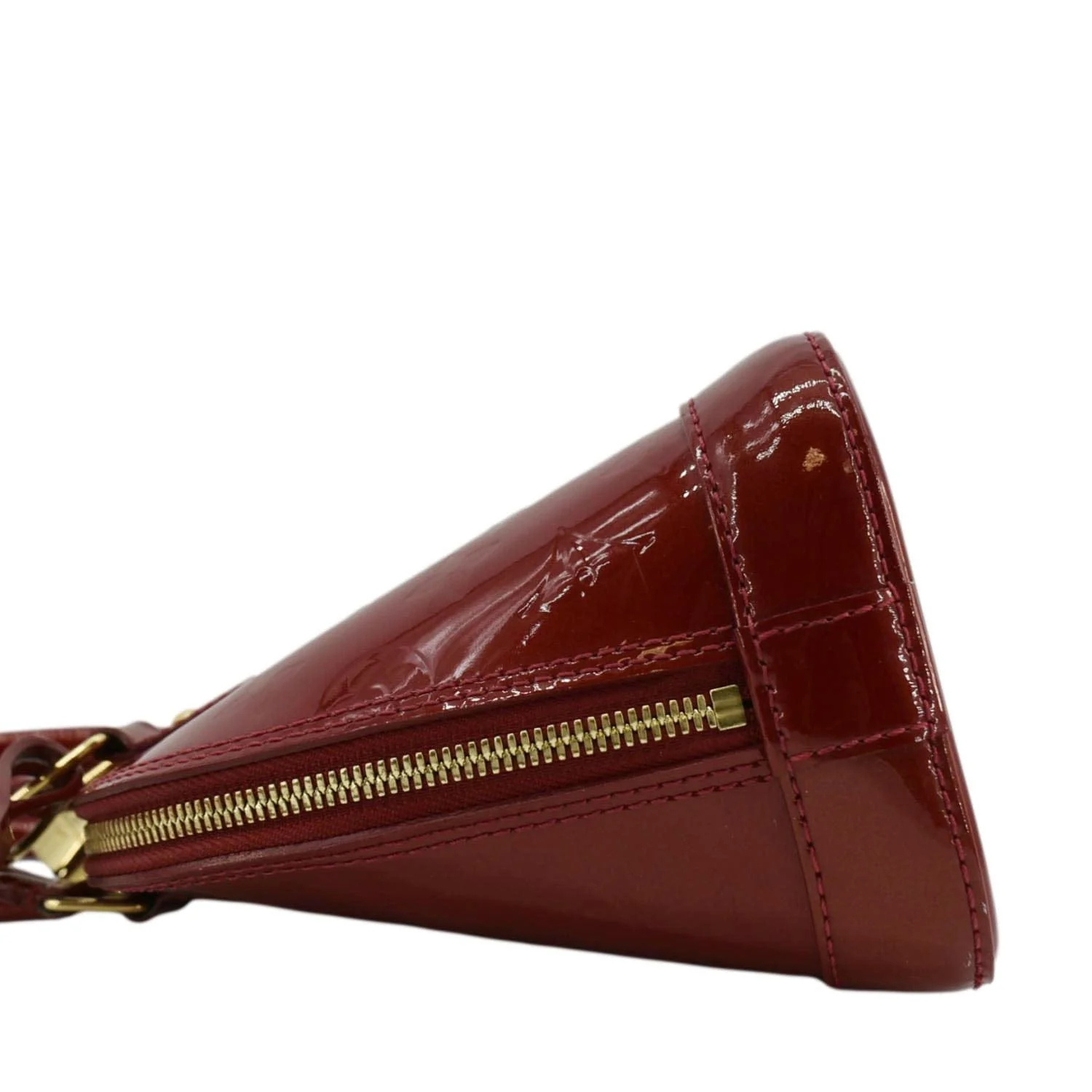 LOUIS VUITTON Alma BB Monogram Vernis Satchel Bag Red - Image 8