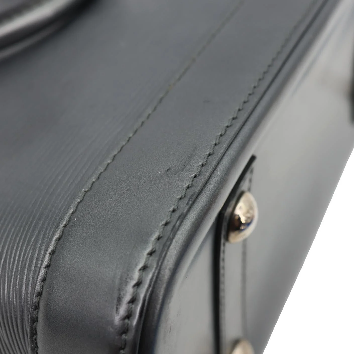 LOUIS VUITTON Alma PM Epi Leather Satchel Bag Metallic Grey - Image 13