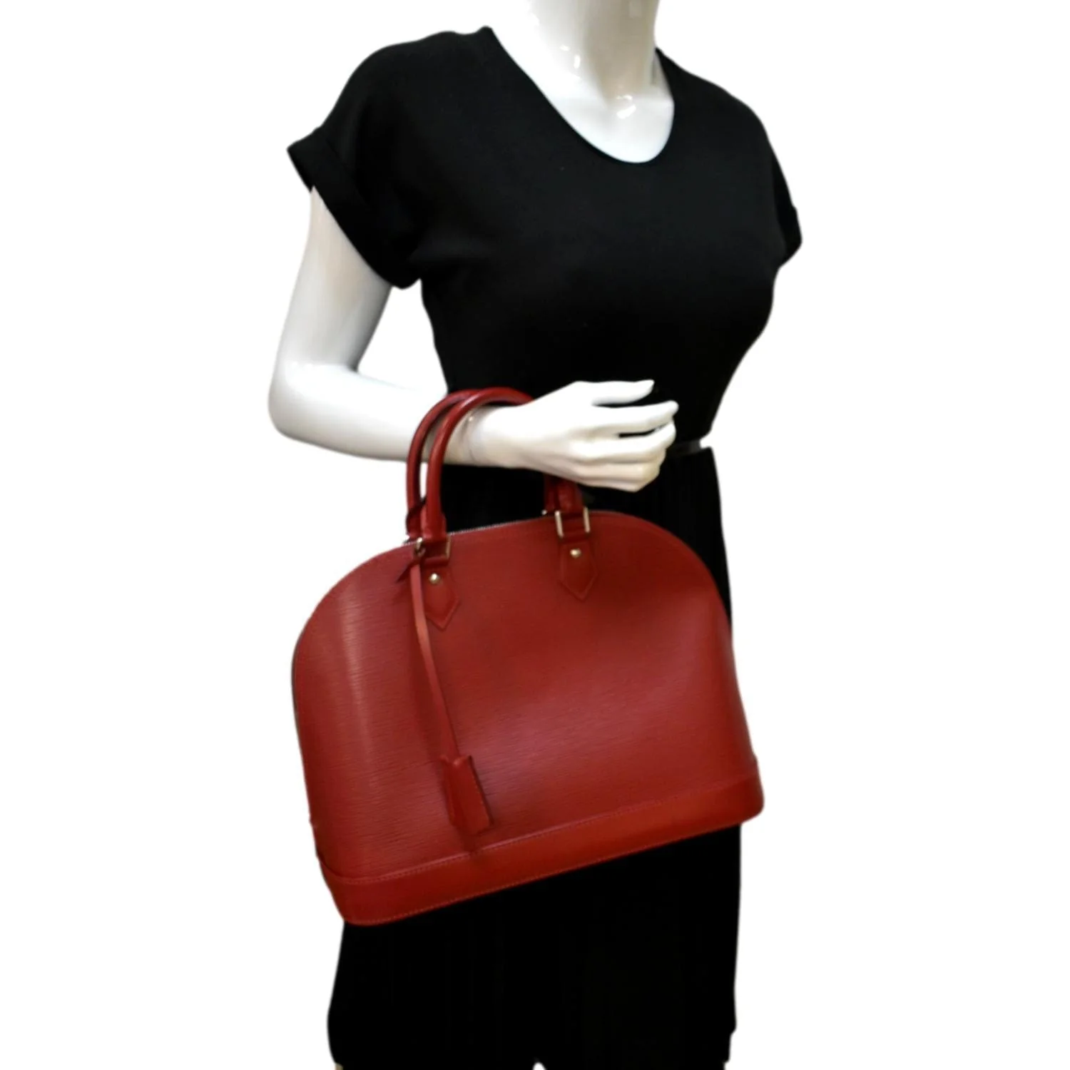 LOUIS VUITTON Alma GM Epi Leather Satchel Bag Red - Image 2