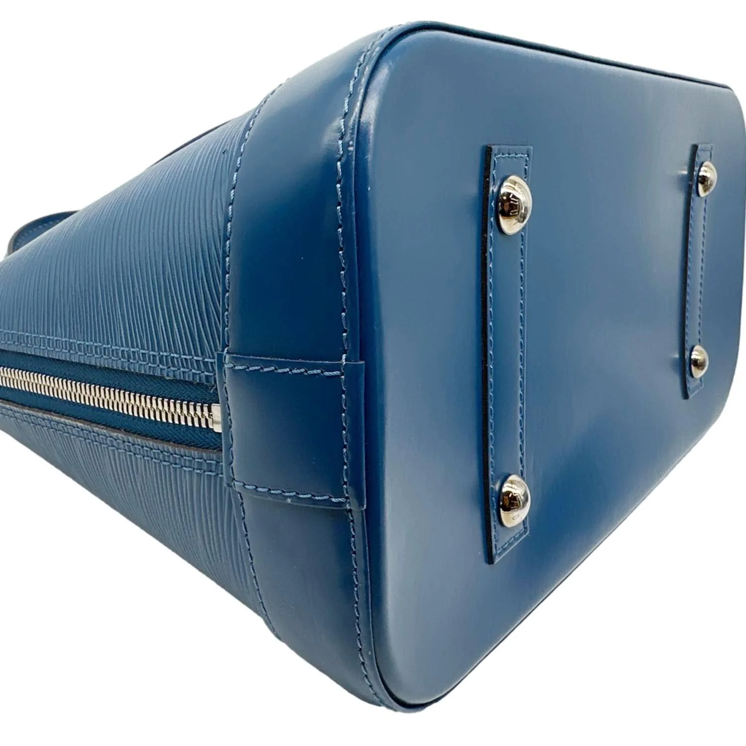 LOUIS VUITTON Alma  PM Epi Leather Satchel Crossbody Bag Blue - Image 9