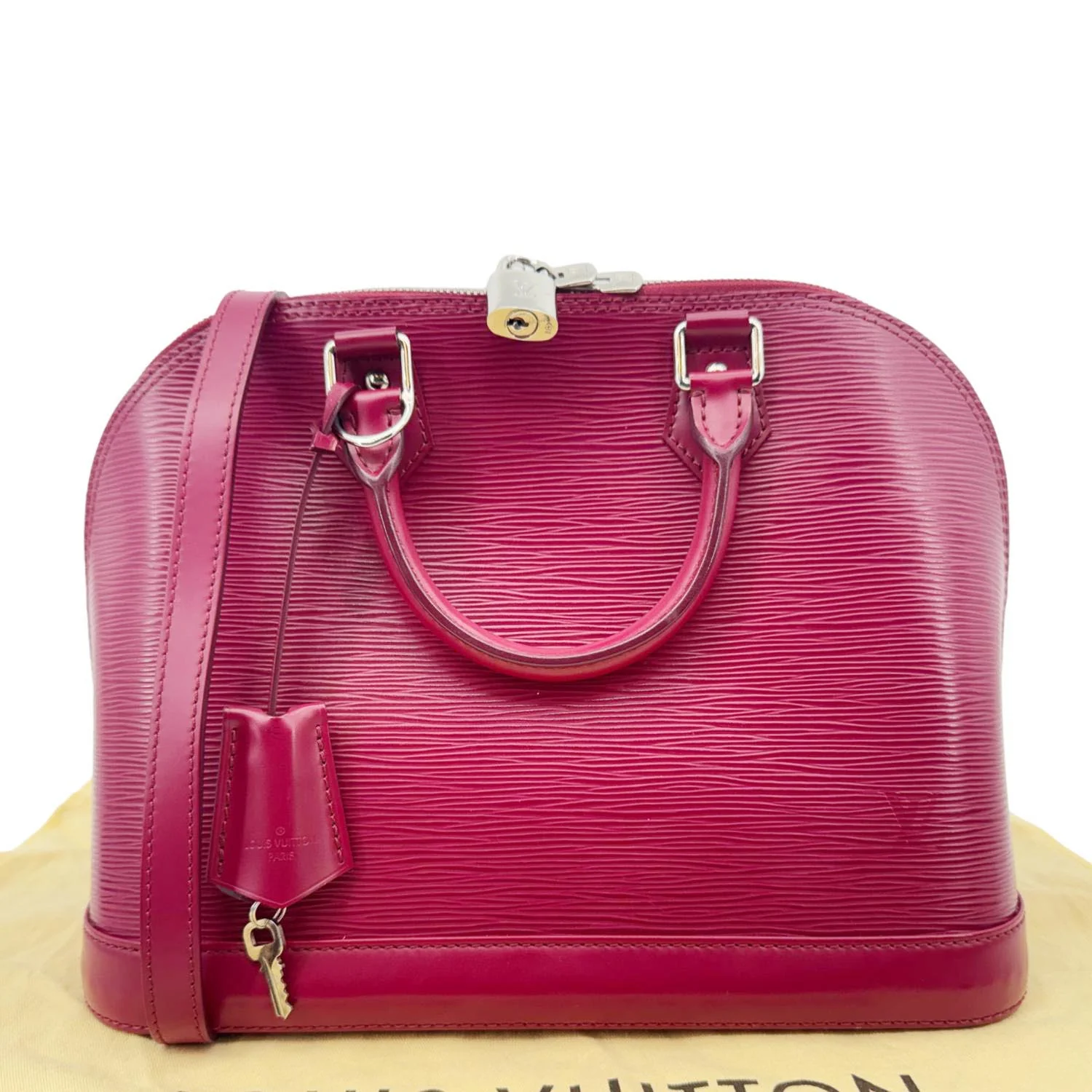 LOUIS VUITTON Alma PM Epi Leather Satchel Crossbody Bag Red - Image 3