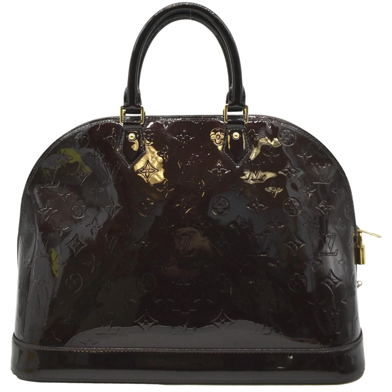 LOUIS VUITTON Alma GM Monogram Vernis Leather Satchel Bag Amarante - Image 3